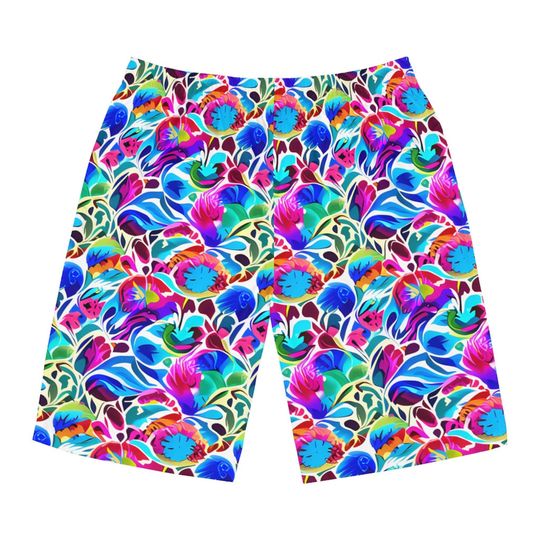 Discover Men's Board Shorts | AI Floral Pattern | Surfing Shorts | Men's Summer Vacation Clothing