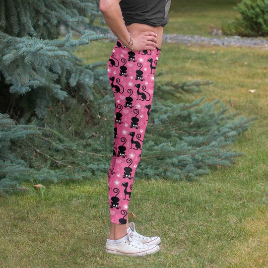 Discover Cat Love In Pink Fashion Leggings, Workout Pants, Track Pants, Womens Activewear, Ladies Dance Pants