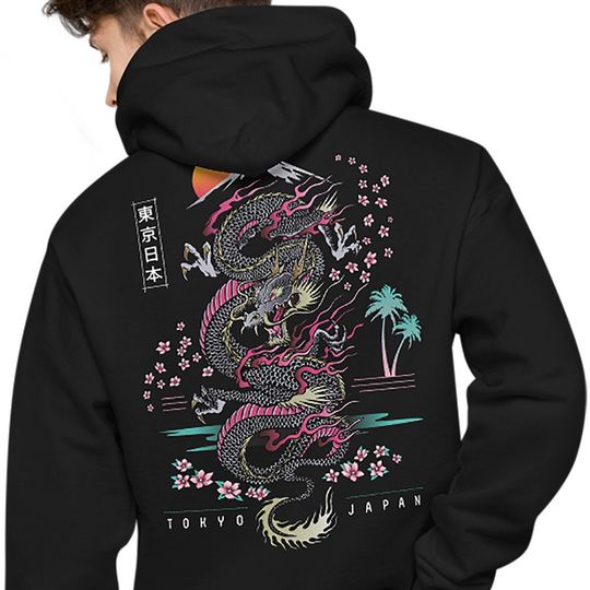 Discover Tokyo Japan | Traditional Japanese Dragon Mens Premium Pullover Hoodie