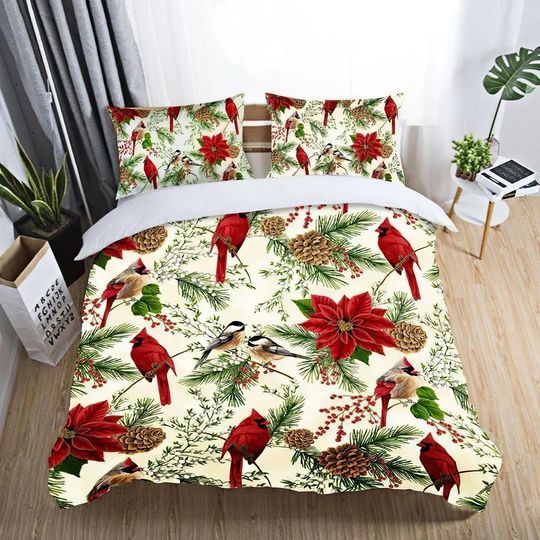 Discover Cardinal Bird Christmas Pattern Christmas Bedding Sets
