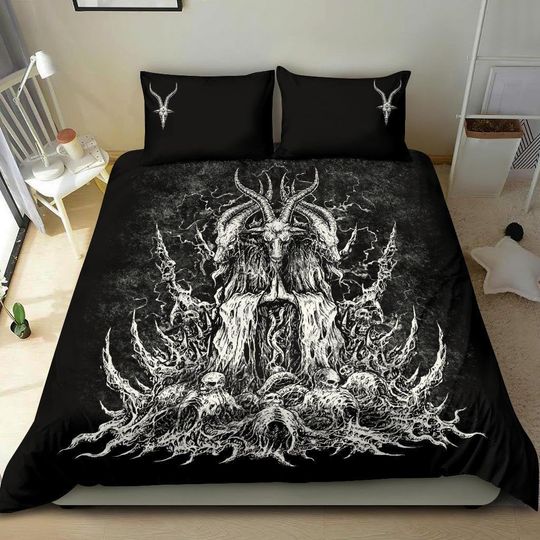 Discover Satanic Skull Goat 3 Piece Bedding Set