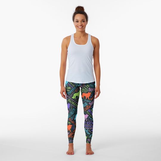 Discover Border Collie Dog Word Art Leggings