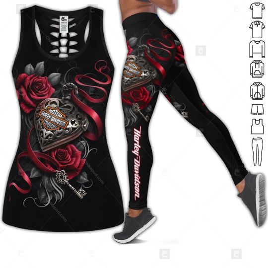 Discover Motorbike  all over printed legging & tank top