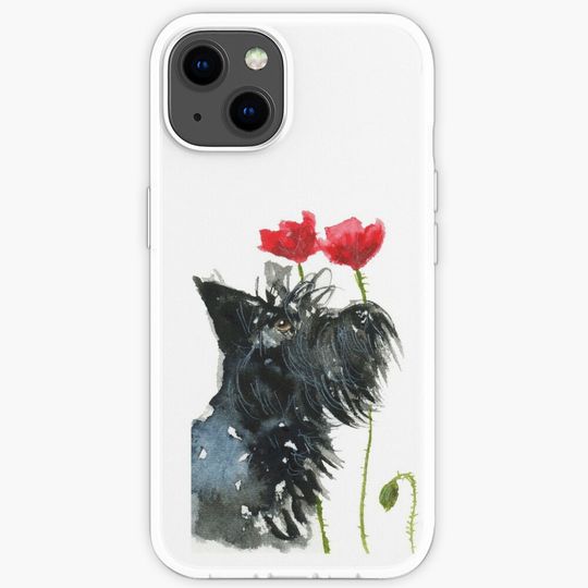 Discover Scottie Dog Poppies iPhone Case