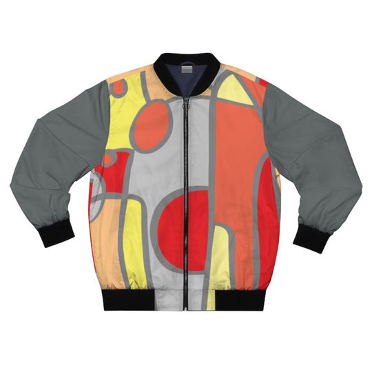 Discover Gray Abstract Funky Bomber Jacket