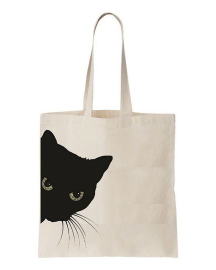 Discover Elegant Black Cat Canvas Tote Bag