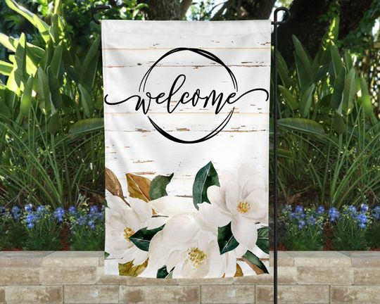 Discover Farmhouse Garden or House Flag | Magnolia Wreath Yard Flag
