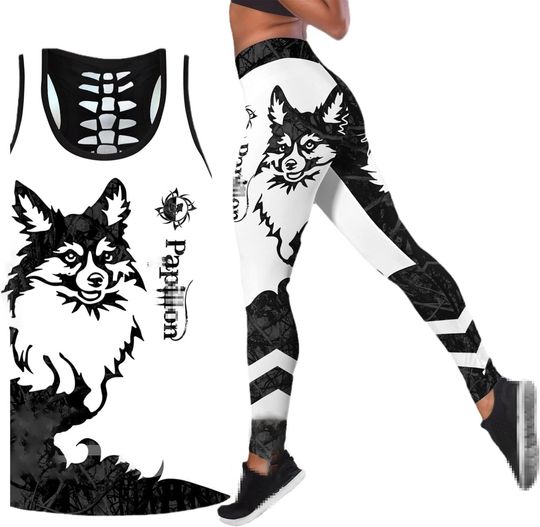 Discover Fitness Women Casual Yoga Set Top Leggings Outfit Gym High Waist Vest Stretchy