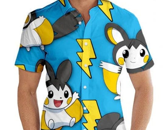 Discover Emolga Pokemon Button Up Hawaiian Shirt