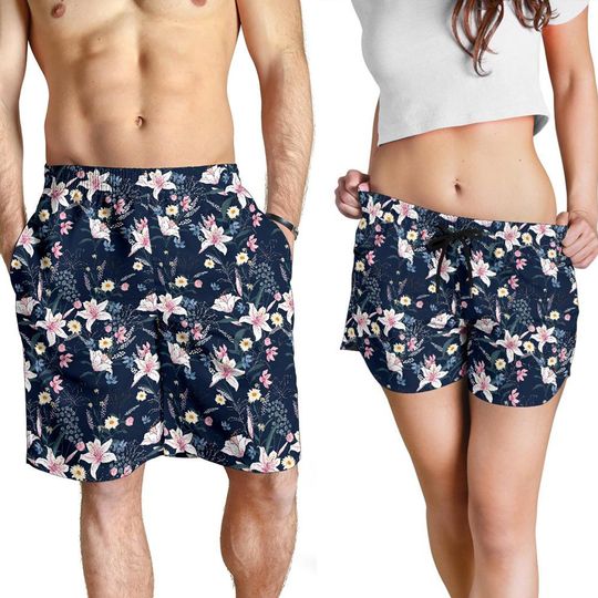 Discover Lily Flower Shorts - Lily Pattern Swim Shorts