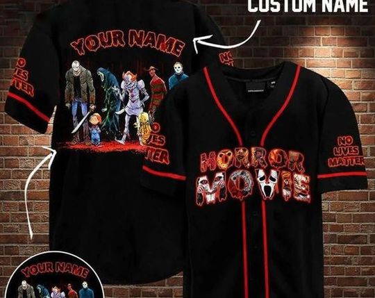 Discover Personalized Halloween Horror Movie, horror movie jersey Baseball Jersey shirt