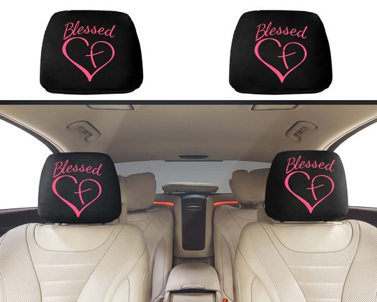 Discover Father's Day Gift, Car Decor Headrest Covers, God Blessed Heart - Jesus Lover Gift, Set 2 Headrest Cover, Gift For Dad Car Accessories