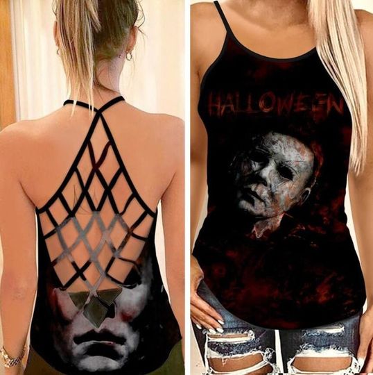 Discover Michael Myers Halloween Criss Cross Tank Top