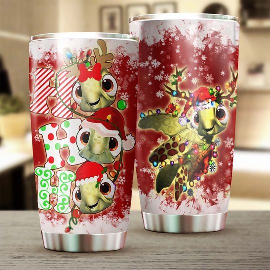 Discover Cute Turtle Christmas Tumbler - Festive 20oz Design