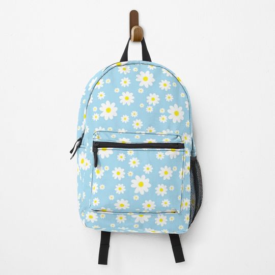 Discover Spring Daisy Pattern Light Blue Backpack
