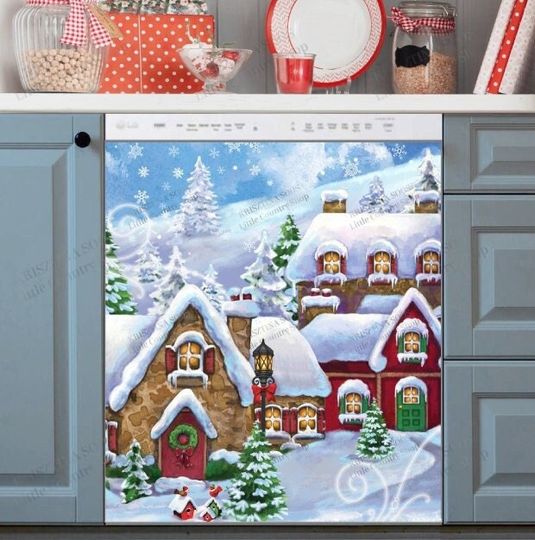 Discover Christmas Santa's Christmas Village Dishwasher Cover