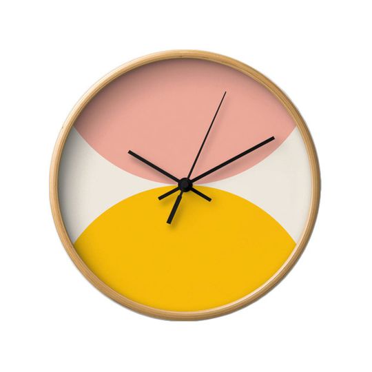 Discover Yellow and pink wall clock. Mid century modern clock