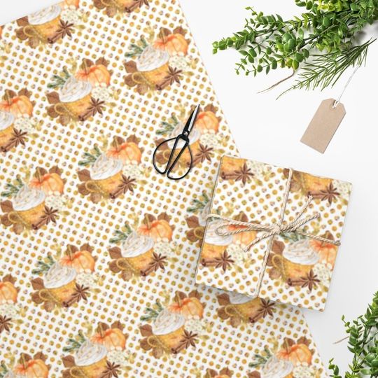 Discover Pumpkin Latte Cup Wrapping Paper