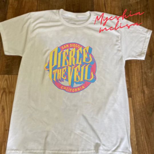 Discover Pierce The Veil Circle California White T-Shirt