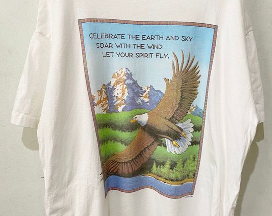 Discover Vintage Human-I-Tees Celebrate Earth and Sky Eagle Shirt
