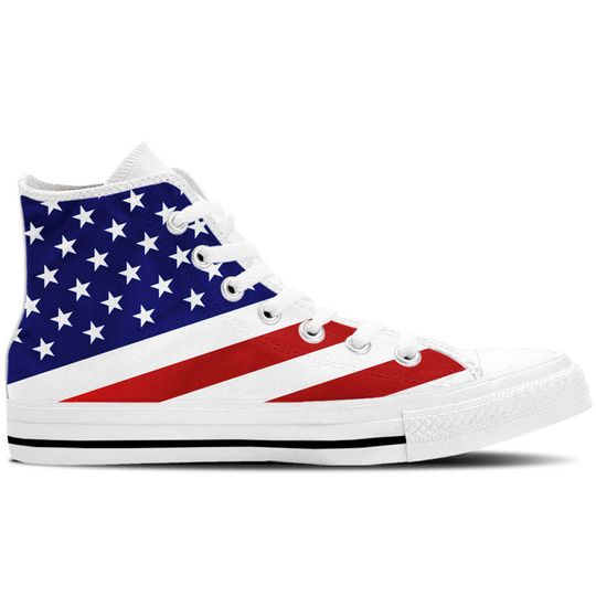 Discover Men's High Top Sneaker with USA Flag and White Soles 'USA Flag'