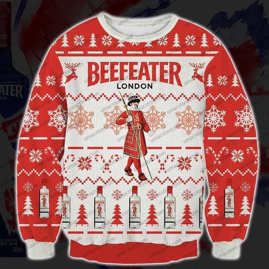 Discover 3D Beefeater London Whiskey Ugly Sweater