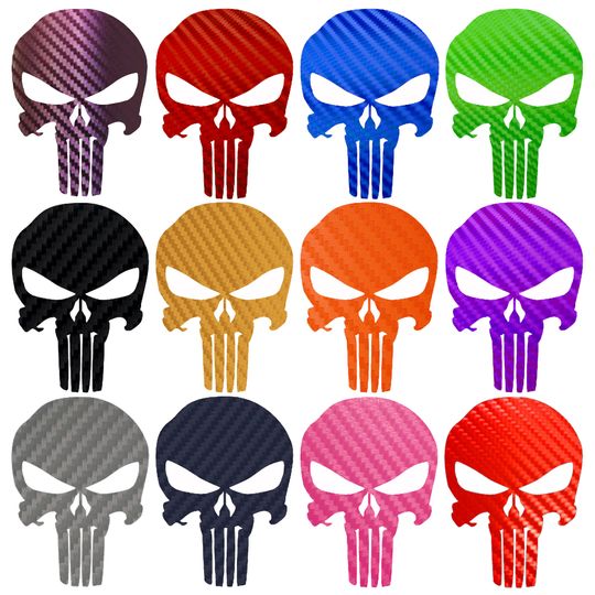 Discover Punisher Skull Decal - Carbon Fiber Vinyl Sticker