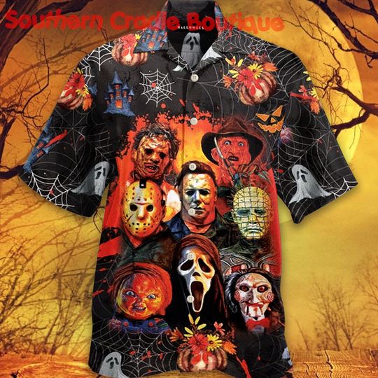 Discover Halloween Horror Killers Tropical Hawaiian Shirt