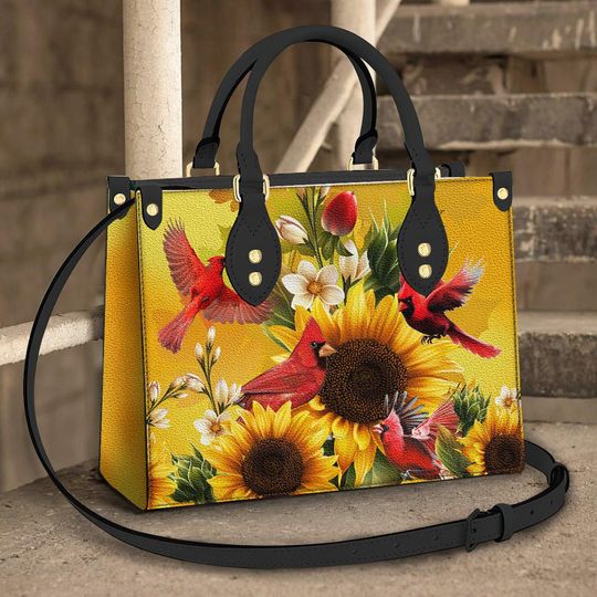 Discover Sunflowers Leather Bag
