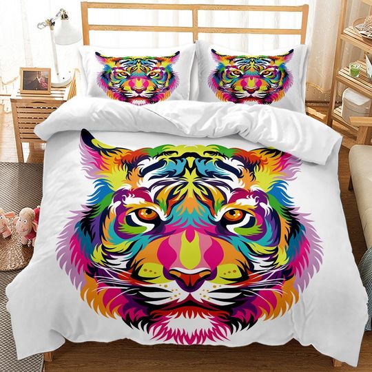 Discover Tiger Duvet Cover Funny Tiger Head Bedding Set