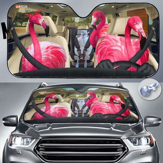 Discover Flamingo Car Sunshade, Couple Gift, Auto Sun Shade