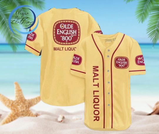 Discover Yellow Olde English 800 Beer Baseball Jersey