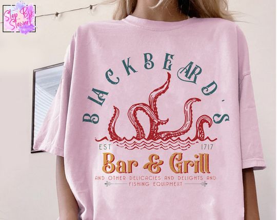 Discover Vintage Black Beard's Bar and Grill shirt | Our Flag Means Death Est 1717, Pirate Bar and Grill, Vintage LGBT Shirt