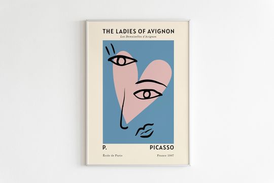 Discover Picasso - Ladies of Avignon, Exhibition Vintage Line Art Poster