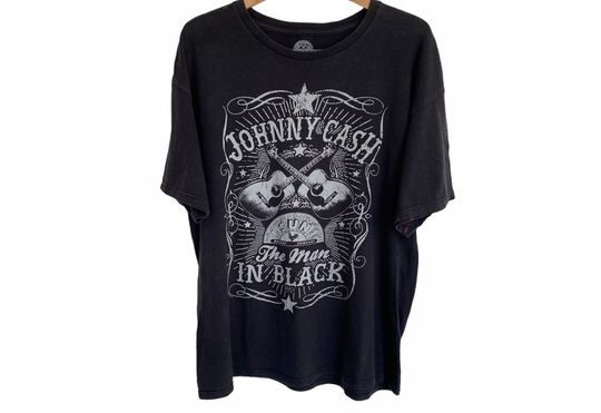 Discover Vintage Johnny Cash The Man In Black XL Size