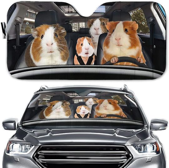 Discover Guinea Pig Car Sunshade, Guinea Pig Family Driver Car Windshield Sunshade