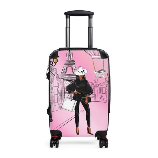 Discover Shopping Woman in Paris African American Carry On Suitcase