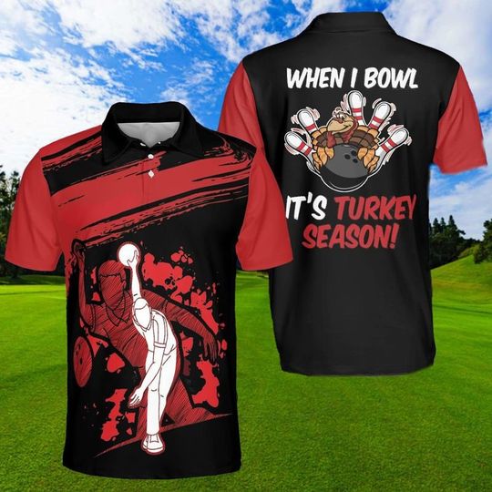 Discover Bowling Player It's Turkey Season Polo Shirt Gift for Sports Lover Polo Shirt