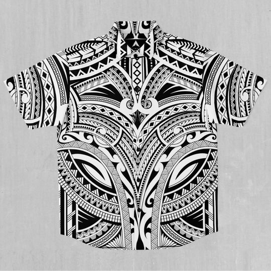Discover Ancient Tribe Short Sleeve Button Down Collared Hawaiin Shirt