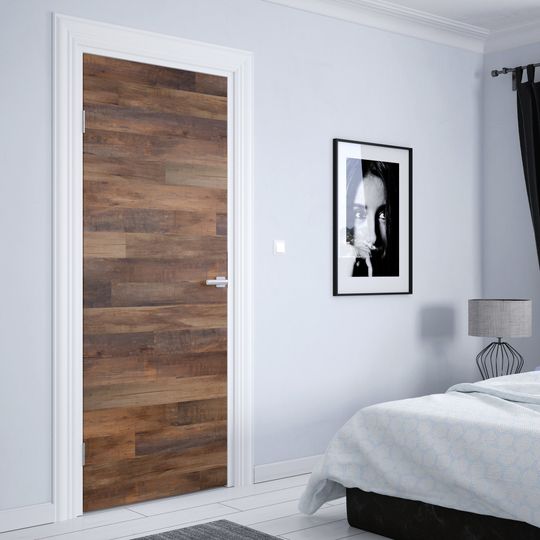 Discover Dark Wood Pattern Self-adhesive Door Stickers