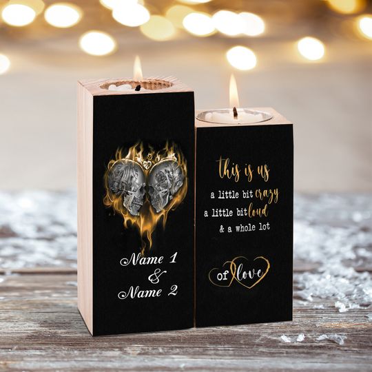 Discover Personalized Skull Couple Candle Holder