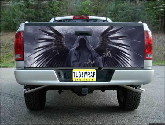 Discover Grim Reaper Skull Wings Truck Bed Decals
