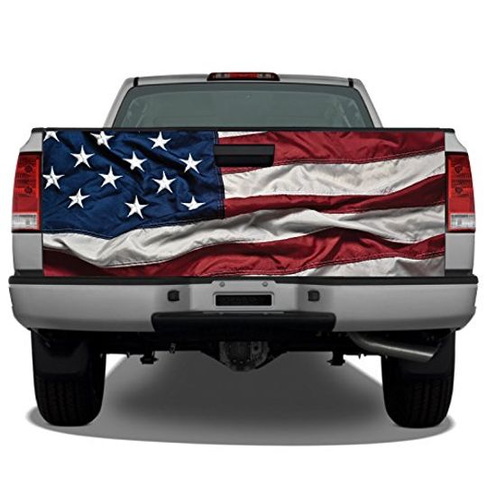 Discover Waving American Flag Truck Bed Decal