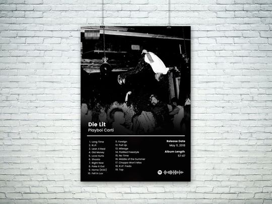 Discover Playboi Carti Poster / Die Lit Poster / Playboi Carti Die Lit Tracklist
