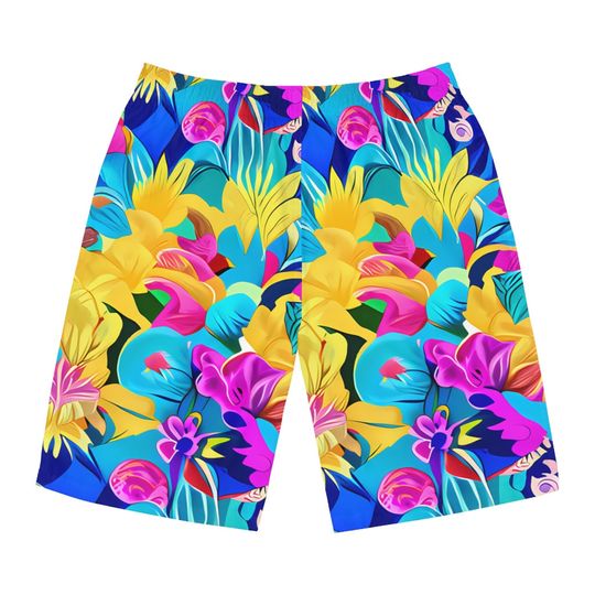 Discover Men's Board Shorts | AI Floral Pattern | Surfing Shorts | Men's Summer Vacation Clothing