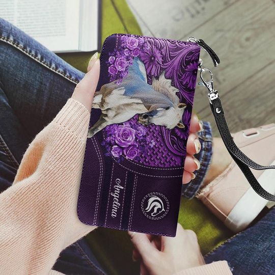 Discover Personalized Horse Purple Leather Wallet