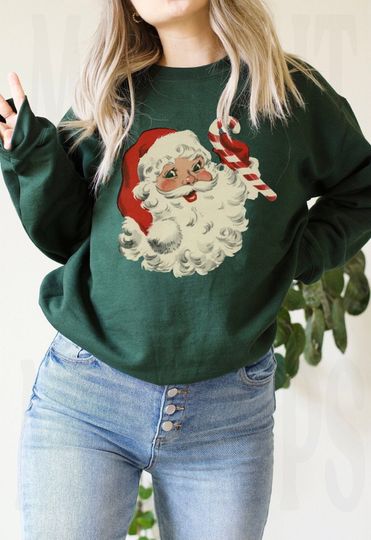Discover Vintage Santa Claus Sweatshirt, Women's Christmas Sweatshirt
