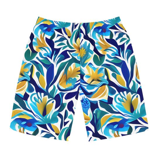 Discover Men's Board Shorts | AI Botanical Pattern | Surfing Shorts | Men's Summer Vacation Clothing