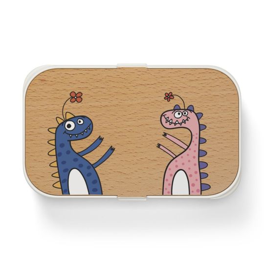 Discover Dinosaur and Flower Lunch Box Food Containers Bento Lunch Box