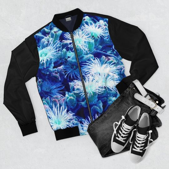 Discover White flowers unisex AOP Bomber Jacket
